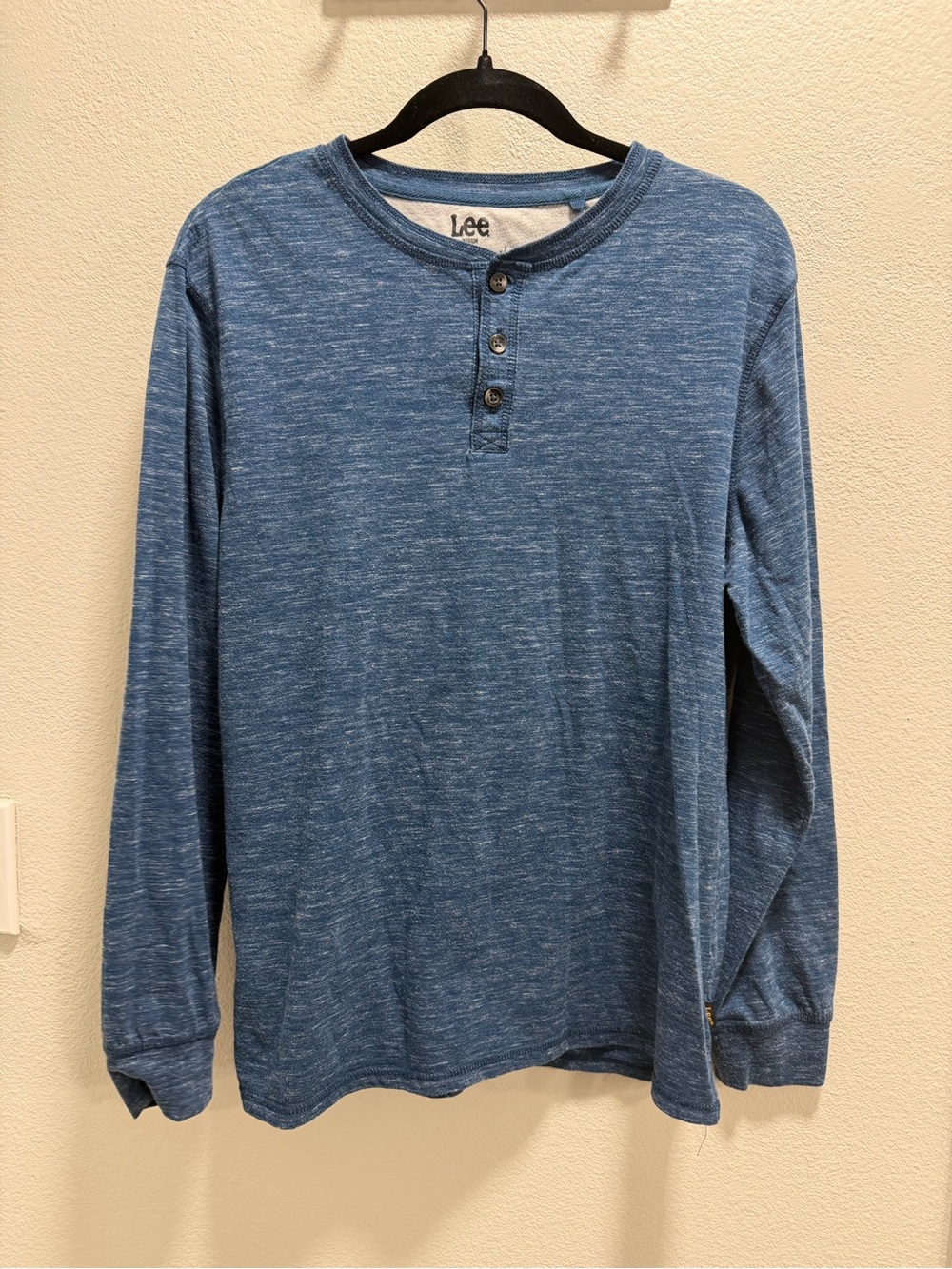 Lee Men's Heather Blue Long-Sleeve Henley